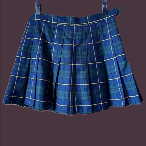 Plaid Tennis Skirt (Blue / Green / Yellow) - Picture 1 of 3